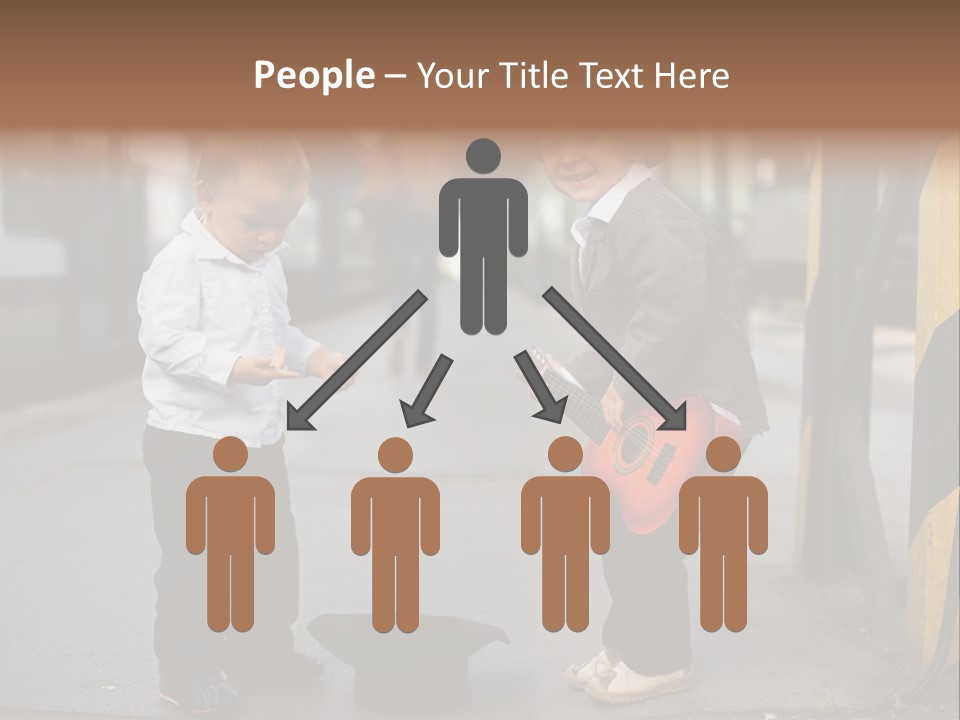 Two Young Boys Standing Next To Each Other Near A Train PowerPoint Template