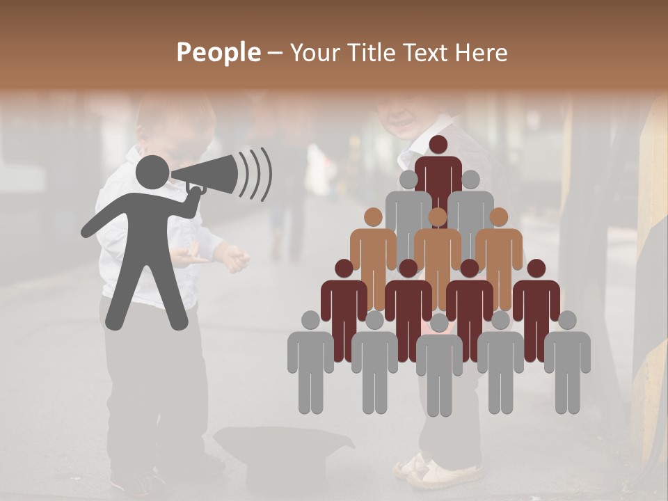 Two Young Boys Standing Next To Each Other Near A Train PowerPoint Template