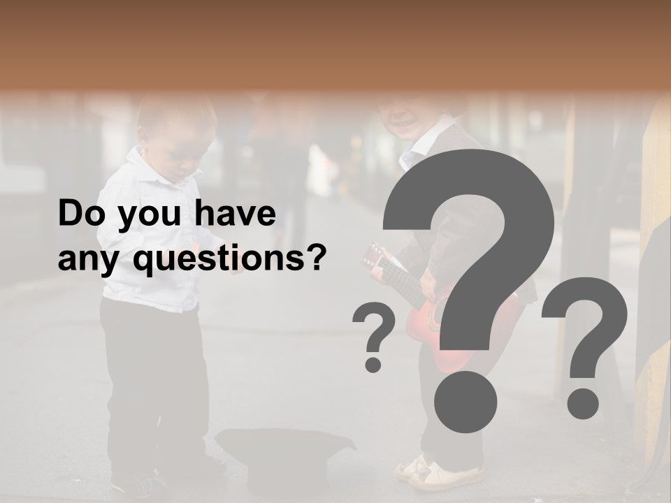 Two Young Boys Standing Next To Each Other Near A Train PowerPoint Template