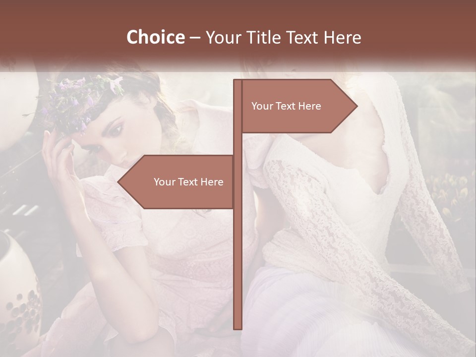 Two Beautiful Women Sitting Next To Each Other PowerPoint Template