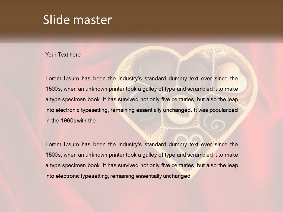 A Heart Shaped Box Filled With Chocolates On A Red Cloth PowerPoint Template