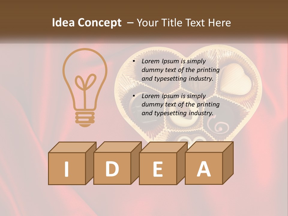 A Heart Shaped Box Filled With Chocolates On A Red Cloth PowerPoint Template