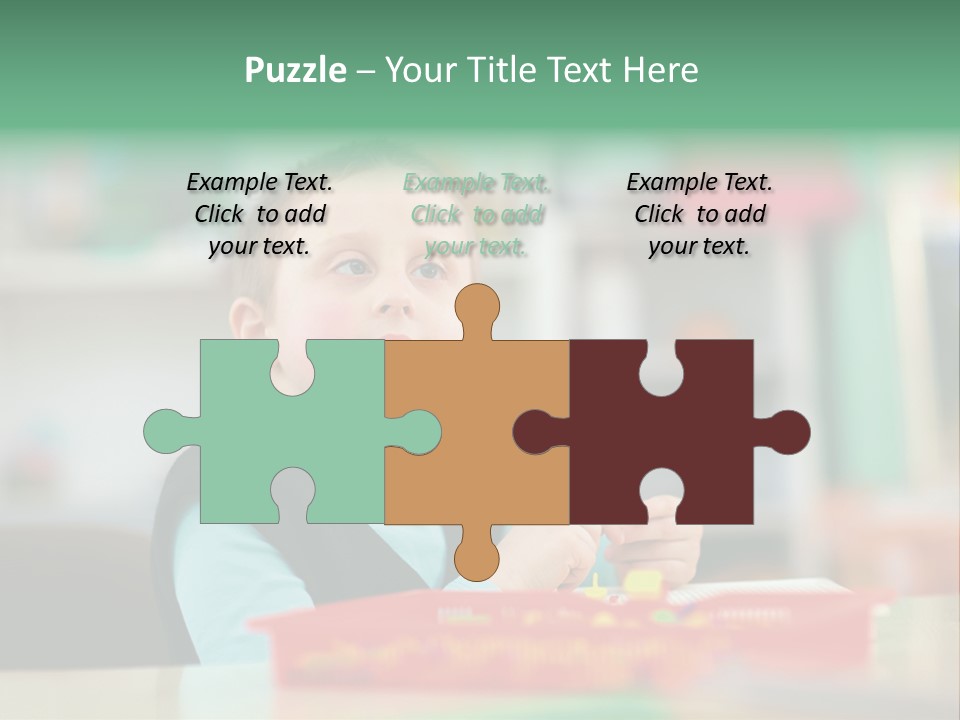 A Young Boy Is Sitting At A Table PowerPoint Template