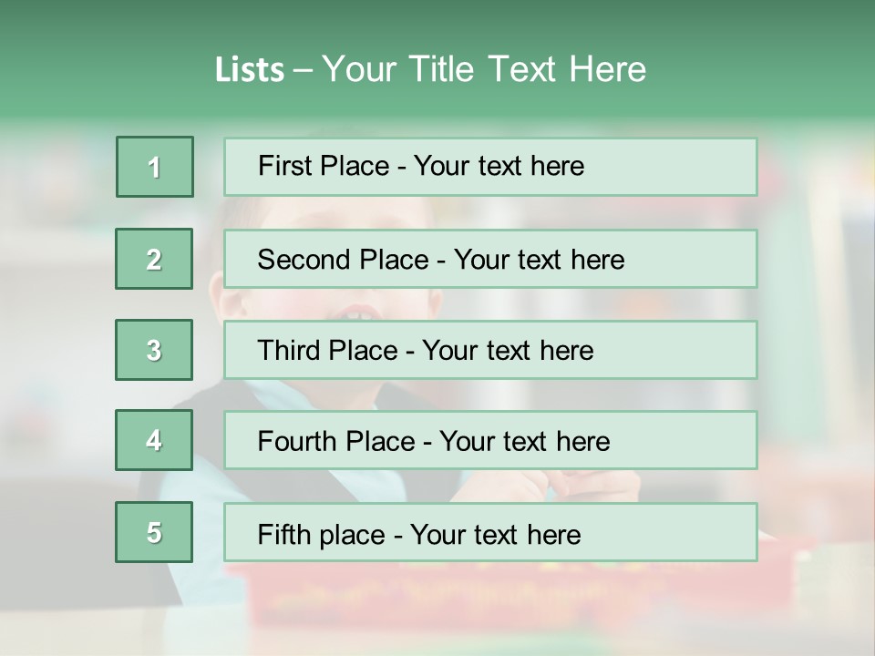 A Young Boy Is Sitting At A Table PowerPoint Template