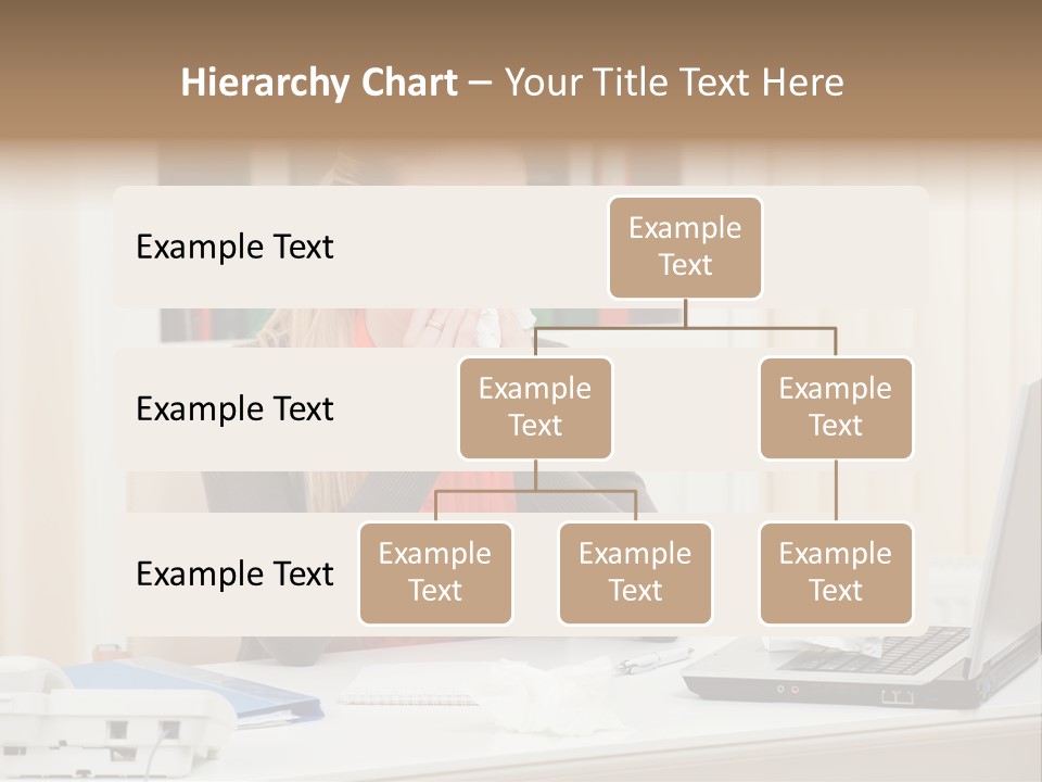 A Woman Sitting At A Desk Blowing Her Nose PowerPoint Template
