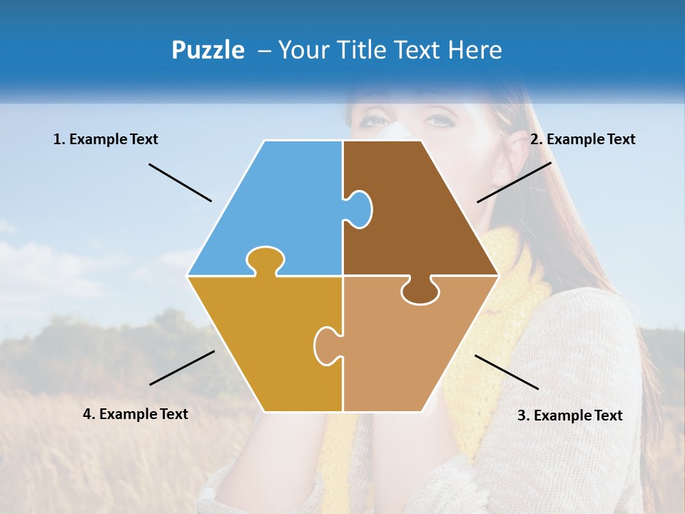 A Woman Blowing Her Nose In A Field PowerPoint Template