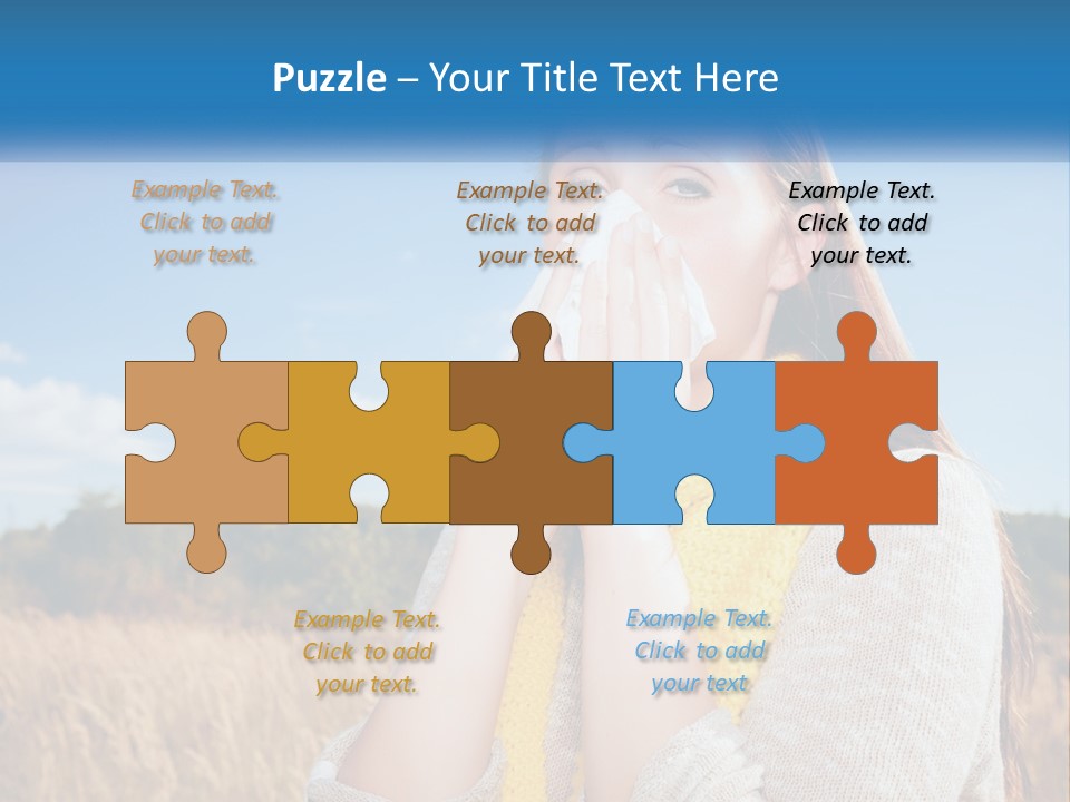 A Woman Blowing Her Nose In A Field PowerPoint Template