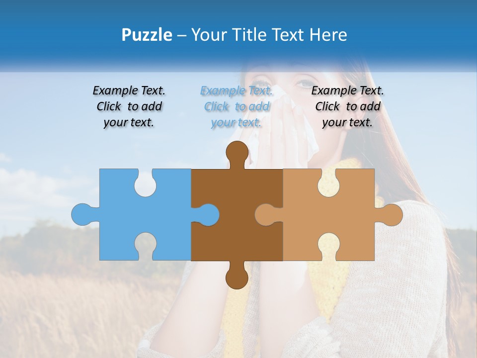 A Woman Blowing Her Nose In A Field PowerPoint Template
