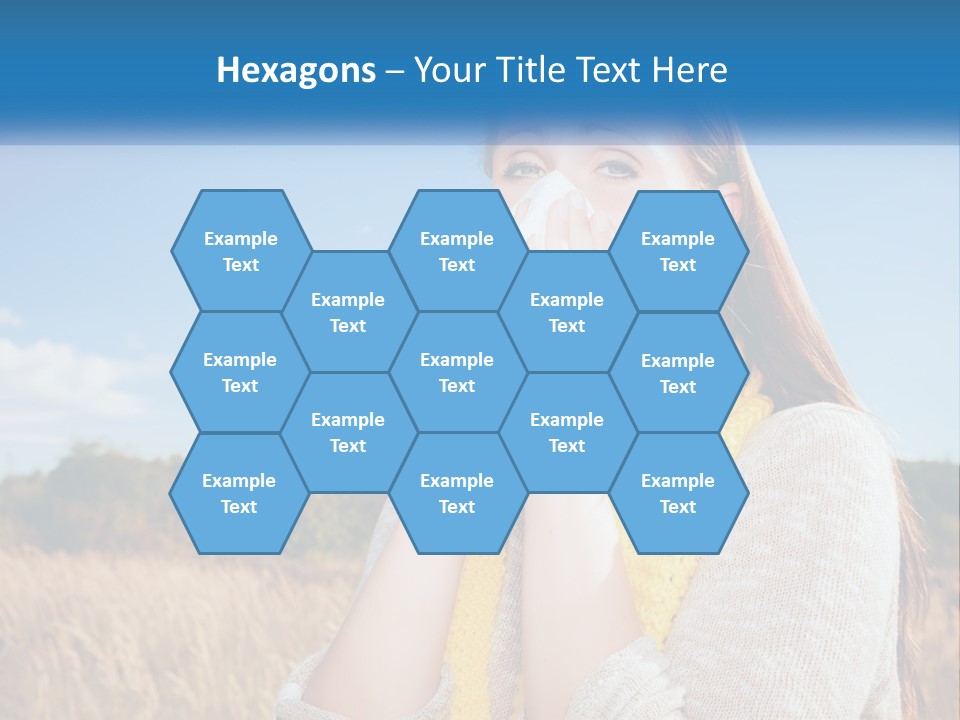 A Woman Blowing Her Nose In A Field PowerPoint Template