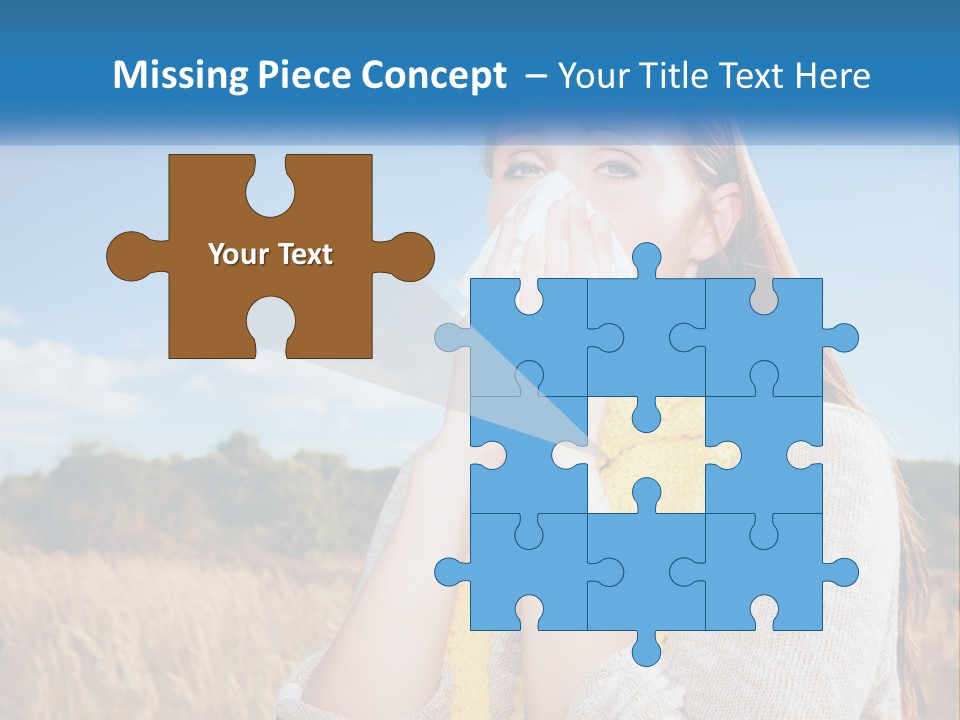 A Woman Blowing Her Nose In A Field PowerPoint Template