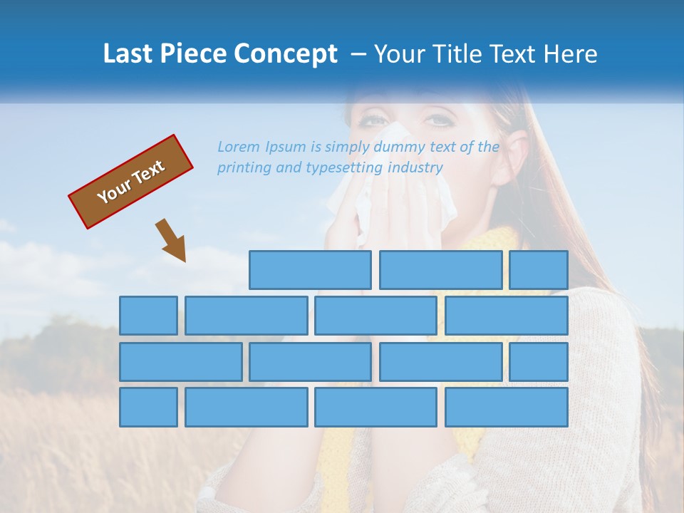 A Woman Blowing Her Nose In A Field PowerPoint Template