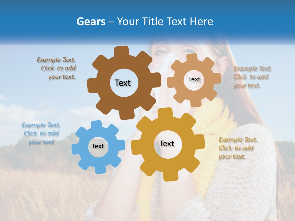 A Woman Blowing Her Nose In A Field PowerPoint Template