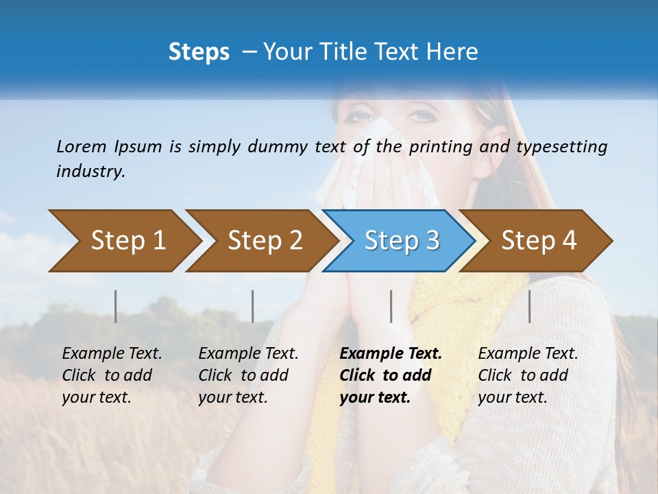 A Woman Blowing Her Nose In A Field PowerPoint Template