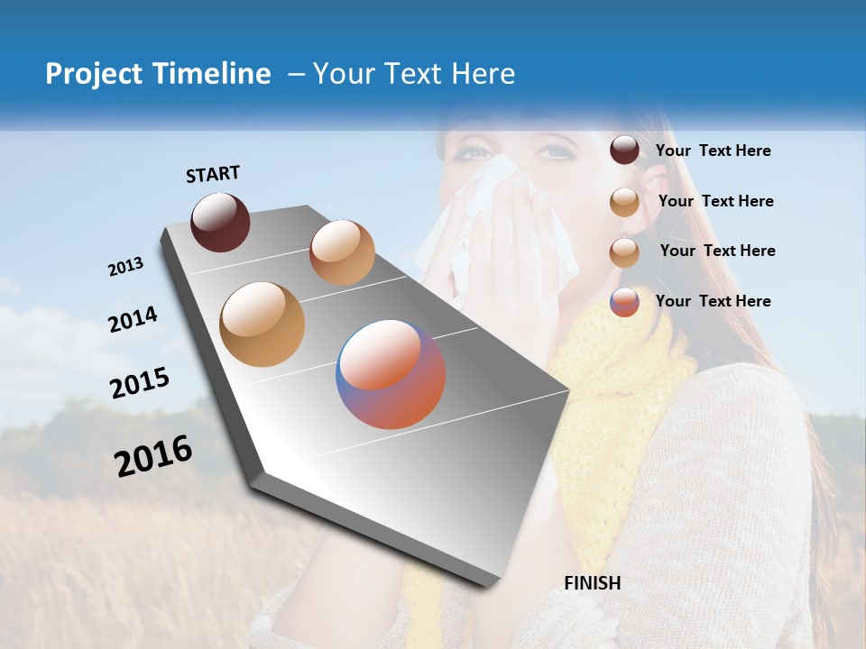 A Woman Blowing Her Nose In A Field PowerPoint Template