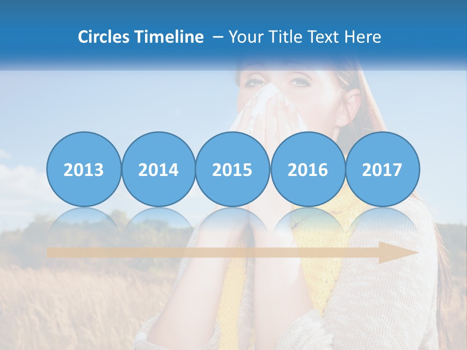 A Woman Blowing Her Nose In A Field PowerPoint Template