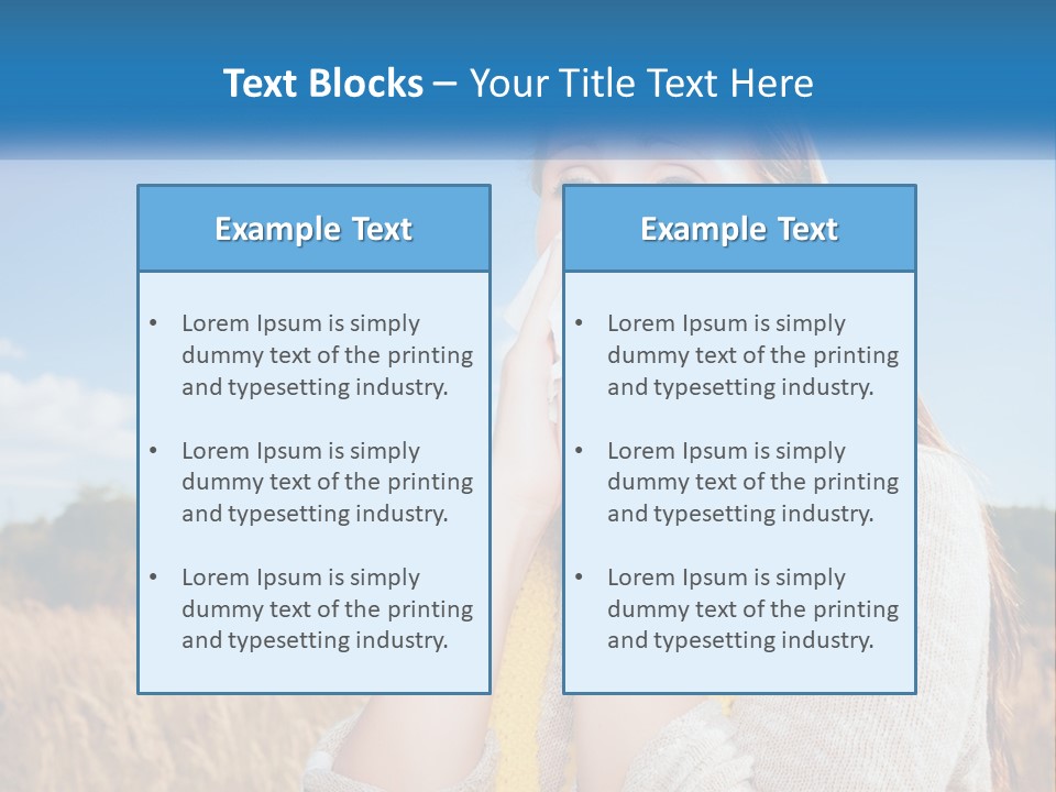 A Woman Blowing Her Nose In A Field PowerPoint Template