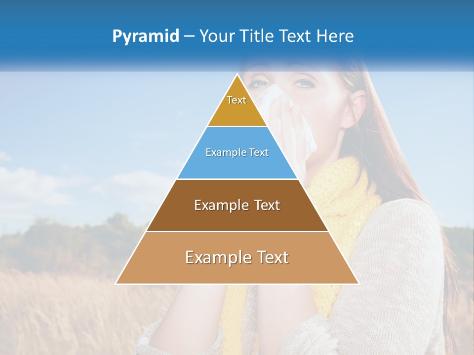 A Woman Blowing Her Nose In A Field PowerPoint Template