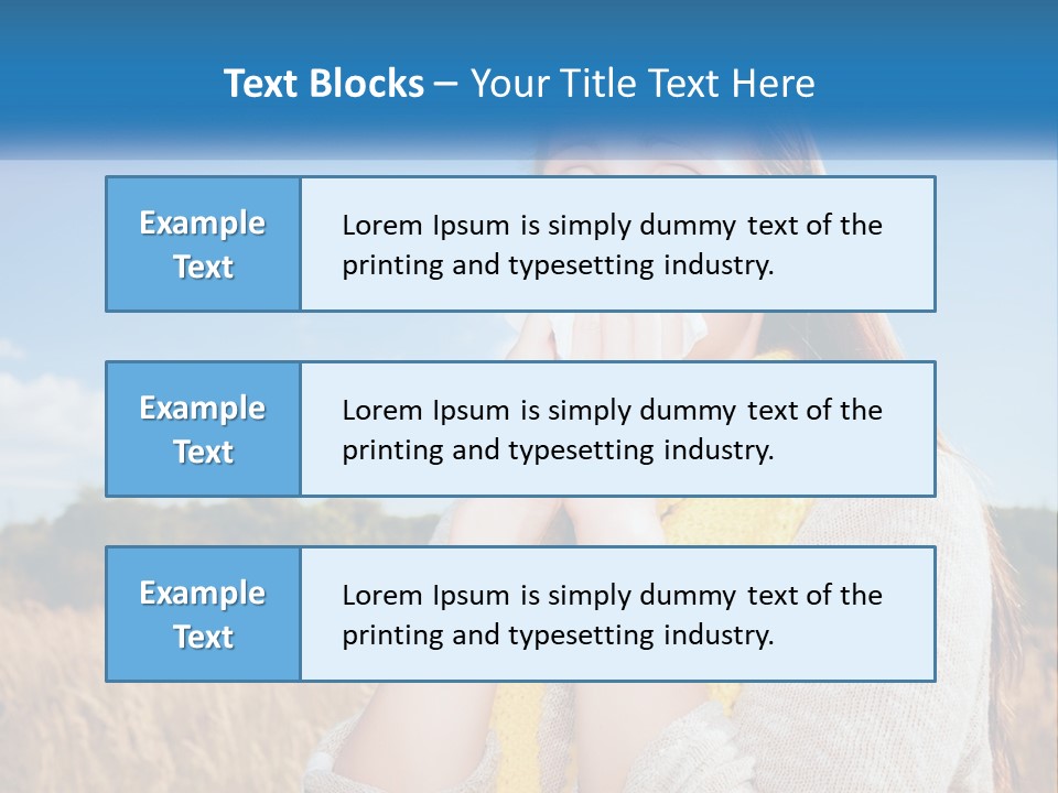 A Woman Blowing Her Nose In A Field PowerPoint Template