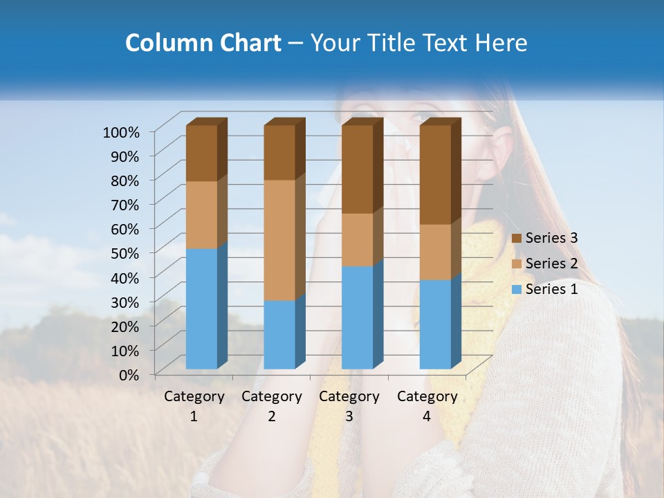 A Woman Blowing Her Nose In A Field PowerPoint Template