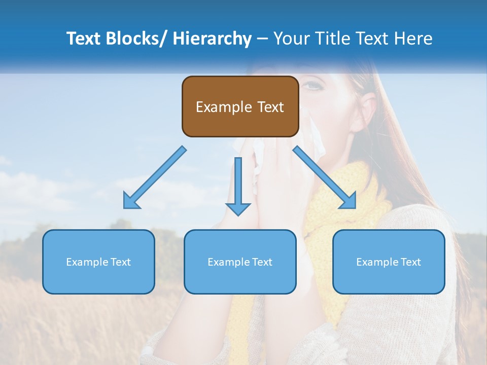 A Woman Blowing Her Nose In A Field PowerPoint Template