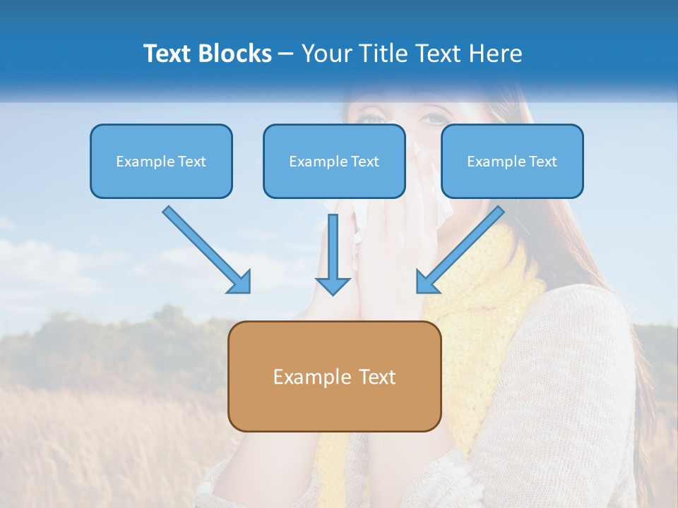 A Woman Blowing Her Nose In A Field PowerPoint Template