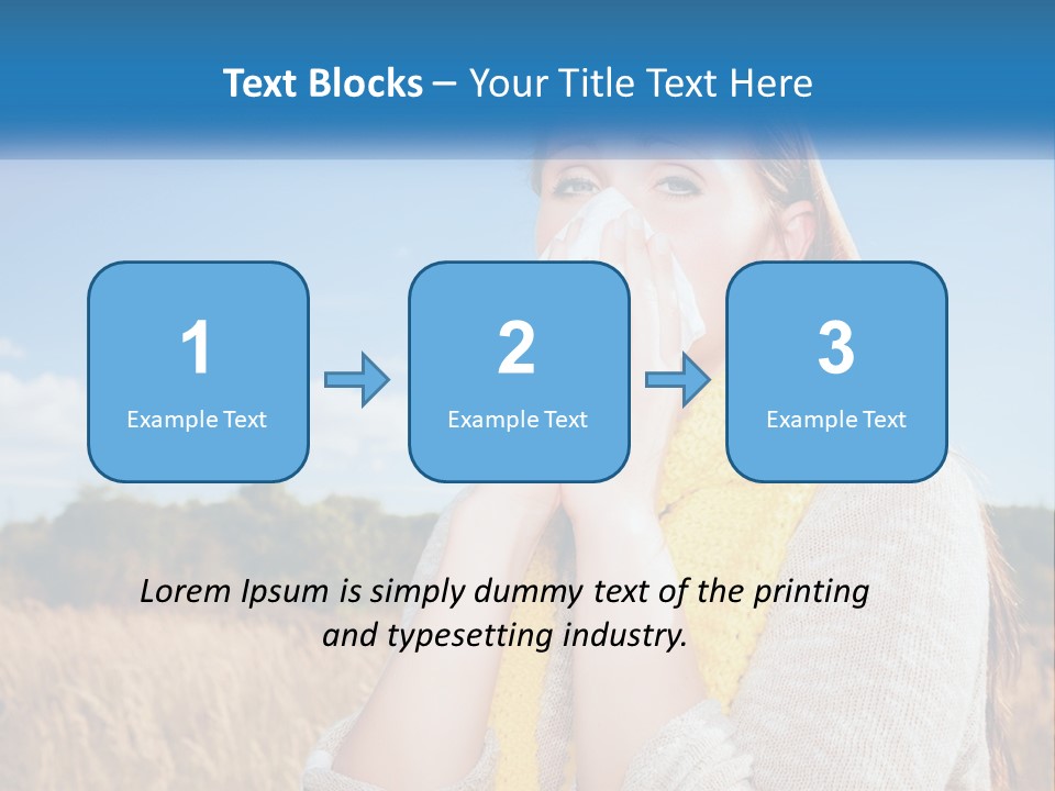A Woman Blowing Her Nose In A Field PowerPoint Template