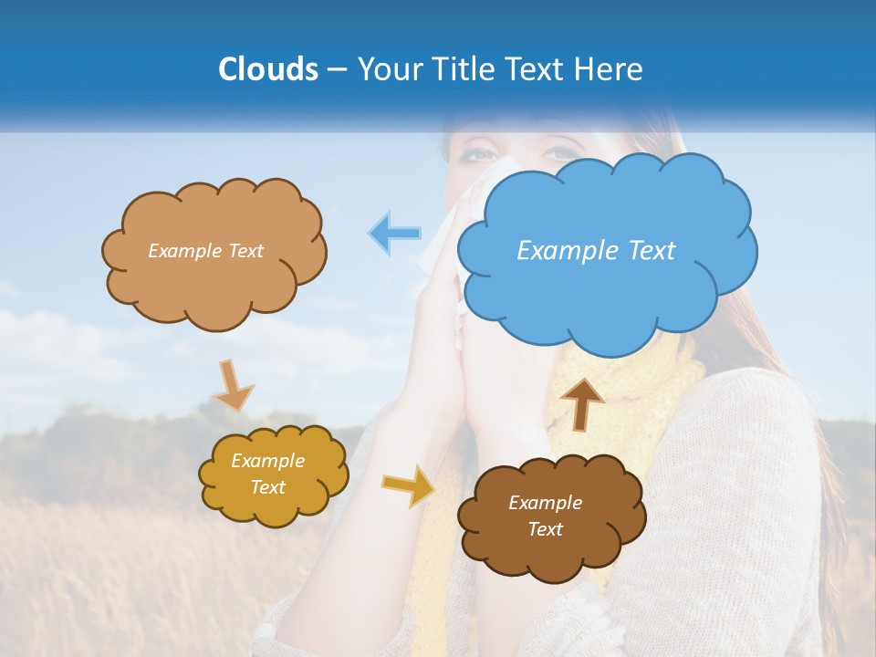 A Woman Blowing Her Nose In A Field PowerPoint Template