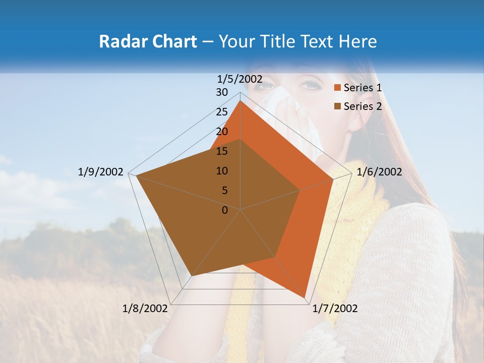 A Woman Blowing Her Nose In A Field PowerPoint Template