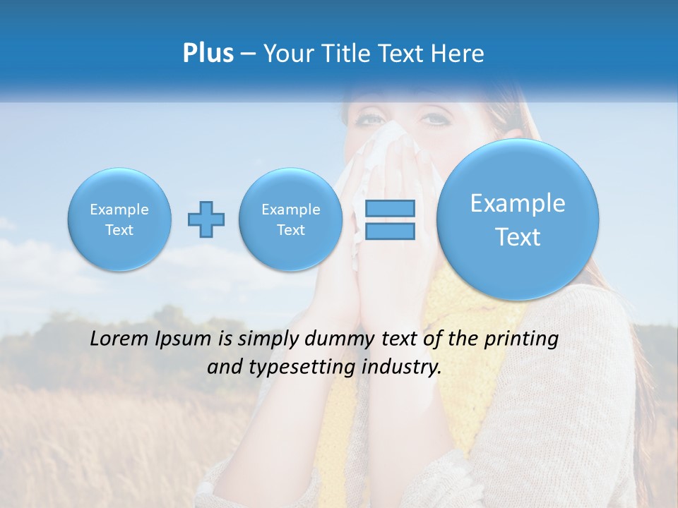 A Woman Blowing Her Nose In A Field PowerPoint Template