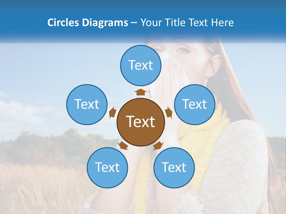 A Woman Blowing Her Nose In A Field PowerPoint Template