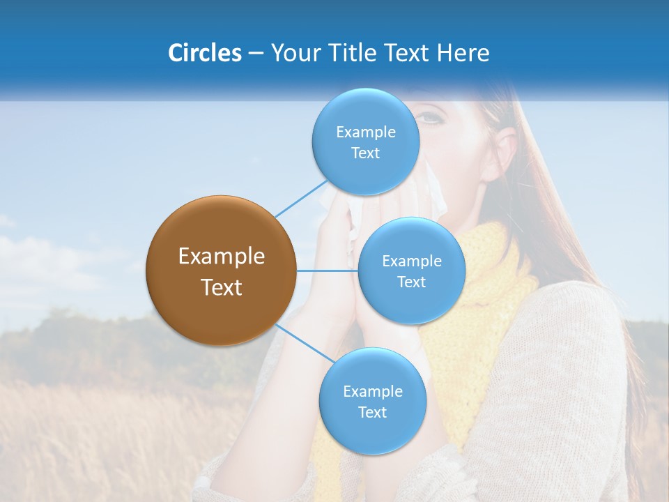 A Woman Blowing Her Nose In A Field PowerPoint Template