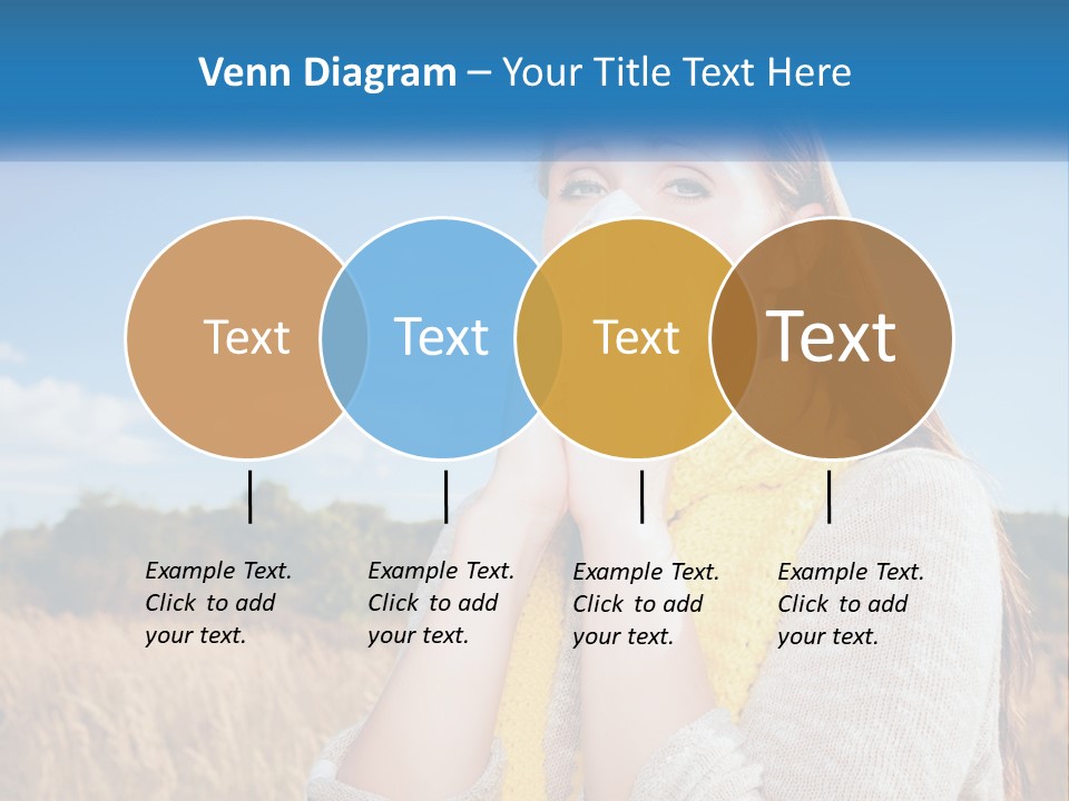 A Woman Blowing Her Nose In A Field PowerPoint Template