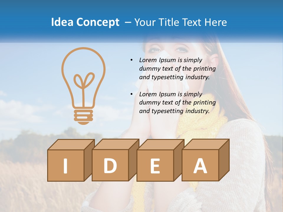 A Woman Blowing Her Nose In A Field PowerPoint Template