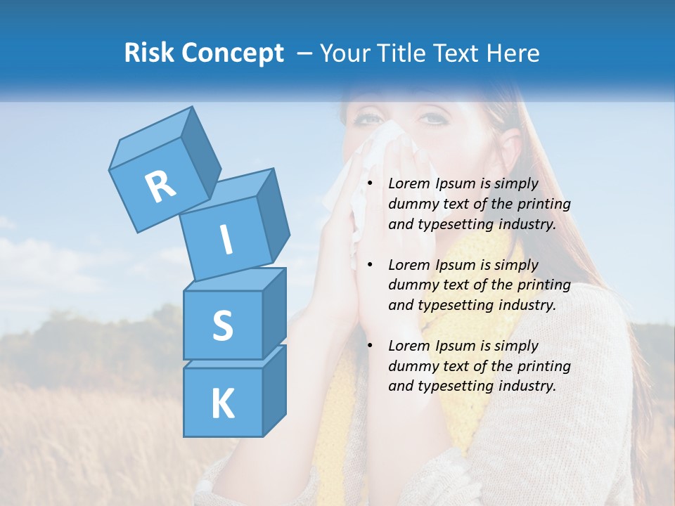 A Woman Blowing Her Nose In A Field PowerPoint Template