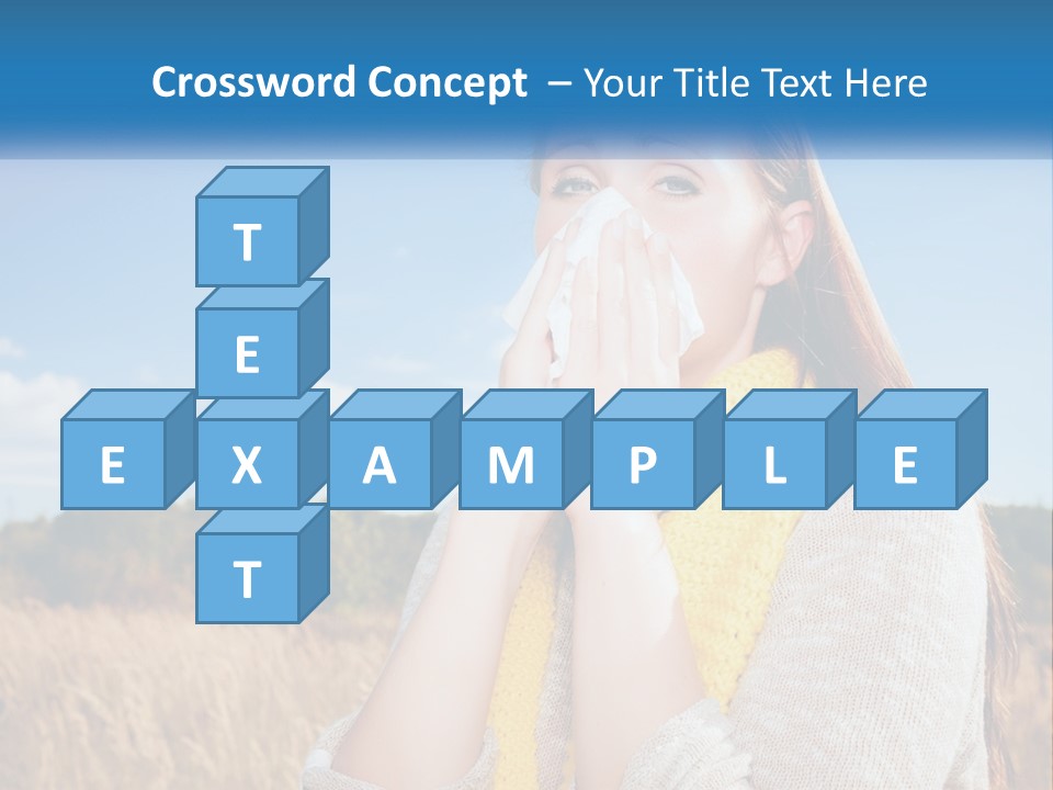 A Woman Blowing Her Nose In A Field PowerPoint Template