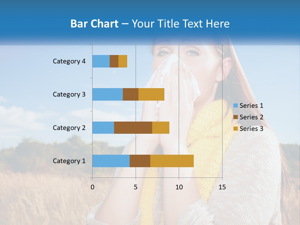 A Woman Blowing Her Nose In A Field PowerPoint Template
