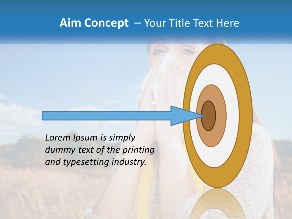 A Woman Blowing Her Nose In A Field PowerPoint Template