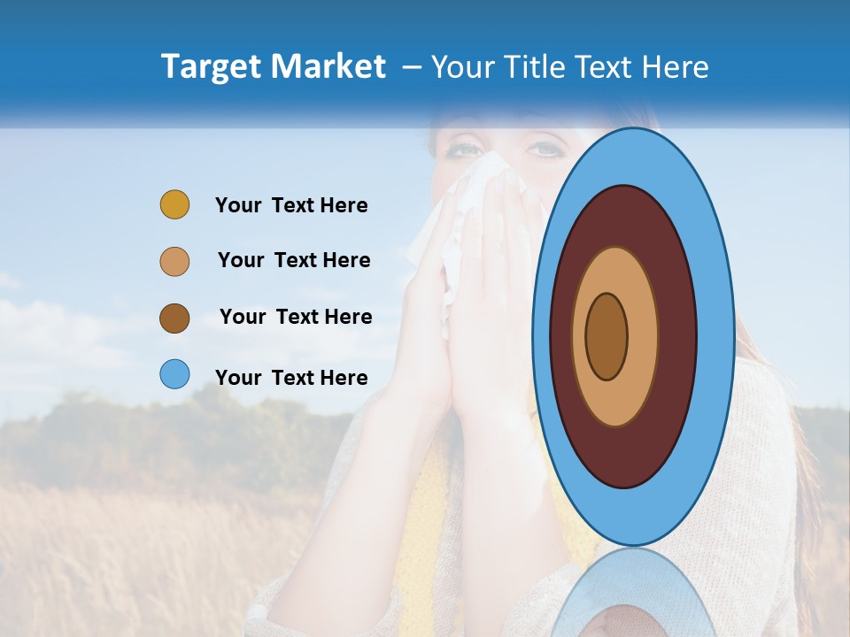 A Woman Blowing Her Nose In A Field PowerPoint Template