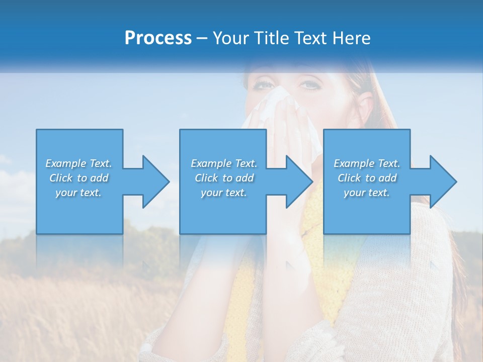 A Woman Blowing Her Nose In A Field PowerPoint Template