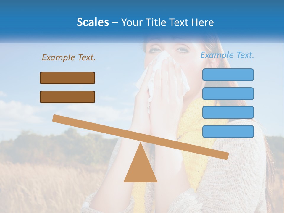 A Woman Blowing Her Nose In A Field PowerPoint Template