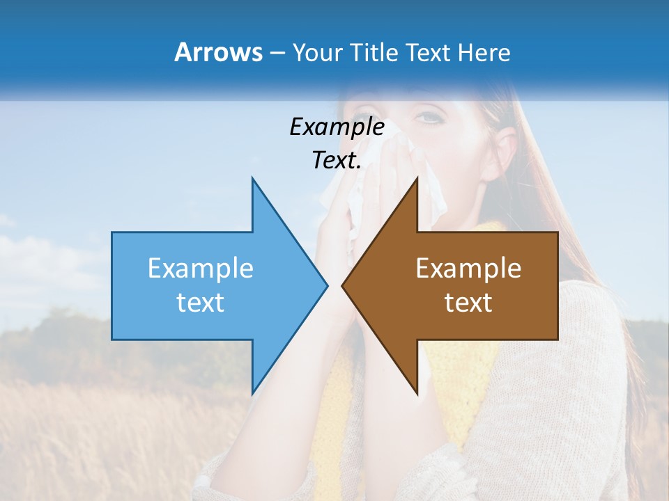 A Woman Blowing Her Nose In A Field PowerPoint Template