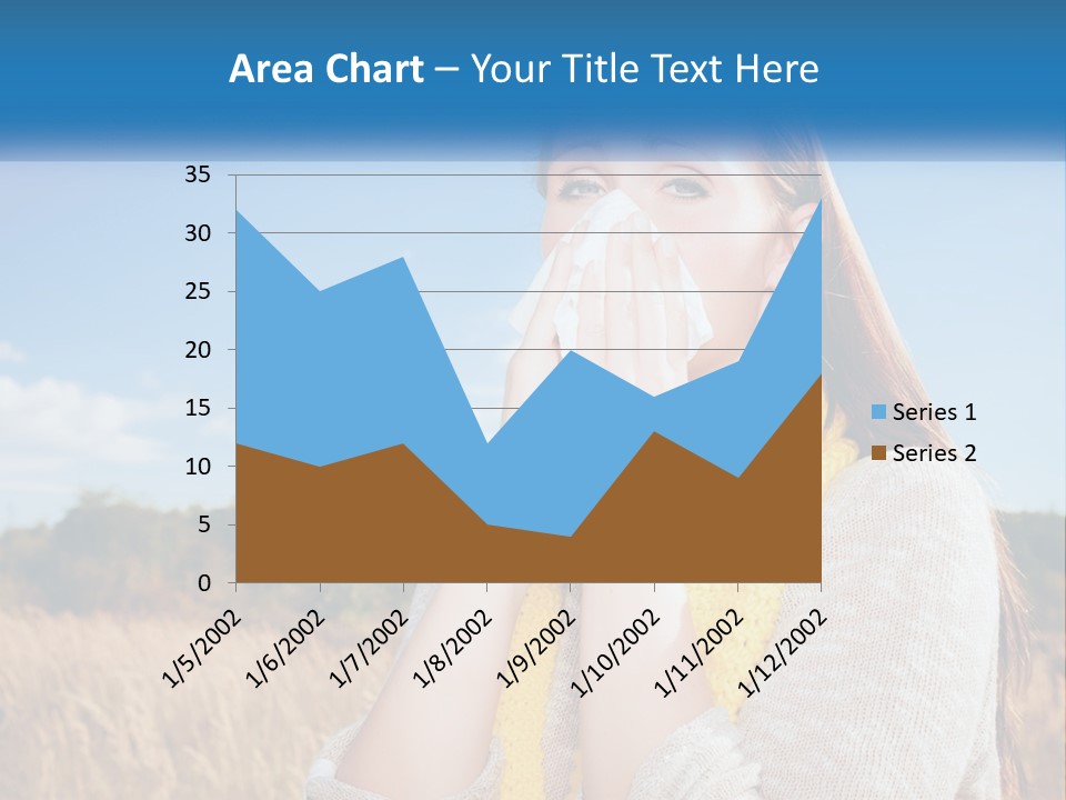 A Woman Blowing Her Nose In A Field PowerPoint Template