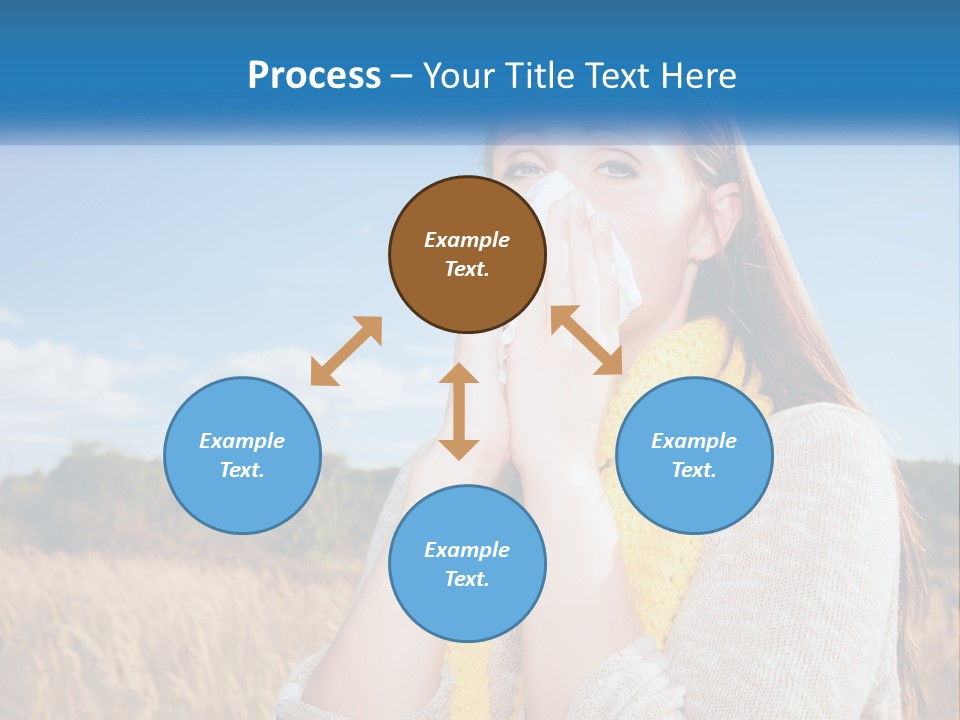 A Woman Blowing Her Nose In A Field PowerPoint Template