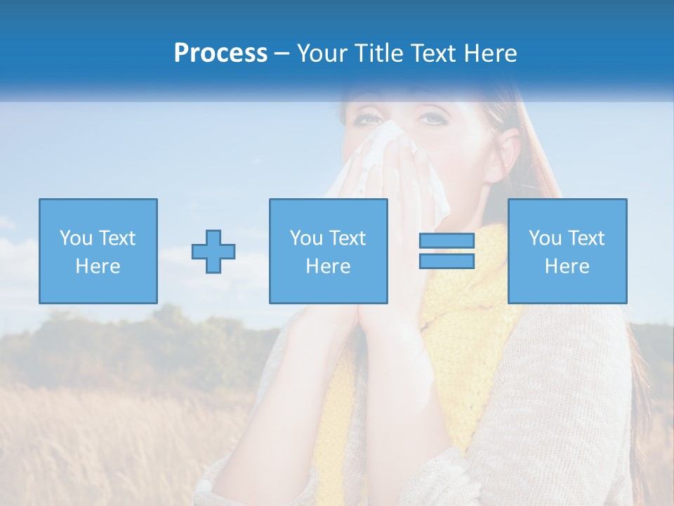A Woman Blowing Her Nose In A Field PowerPoint Template