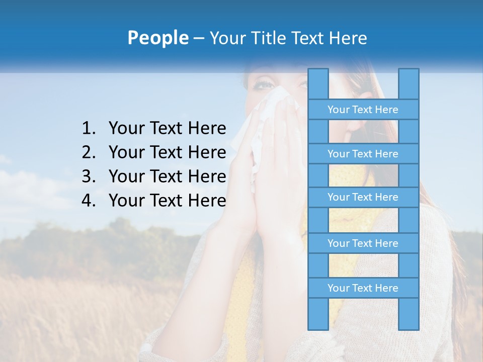 A Woman Blowing Her Nose In A Field PowerPoint Template