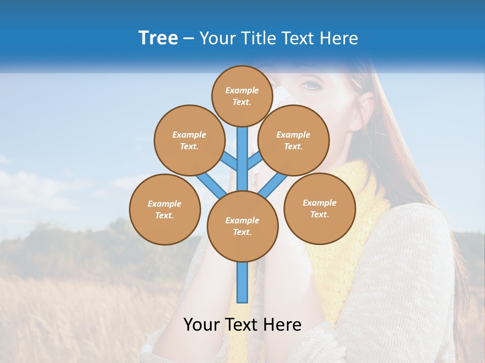 A Woman Blowing Her Nose In A Field PowerPoint Template