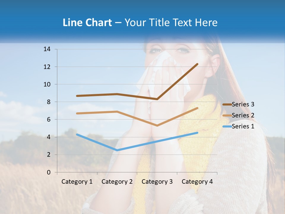 A Woman Blowing Her Nose In A Field PowerPoint Template