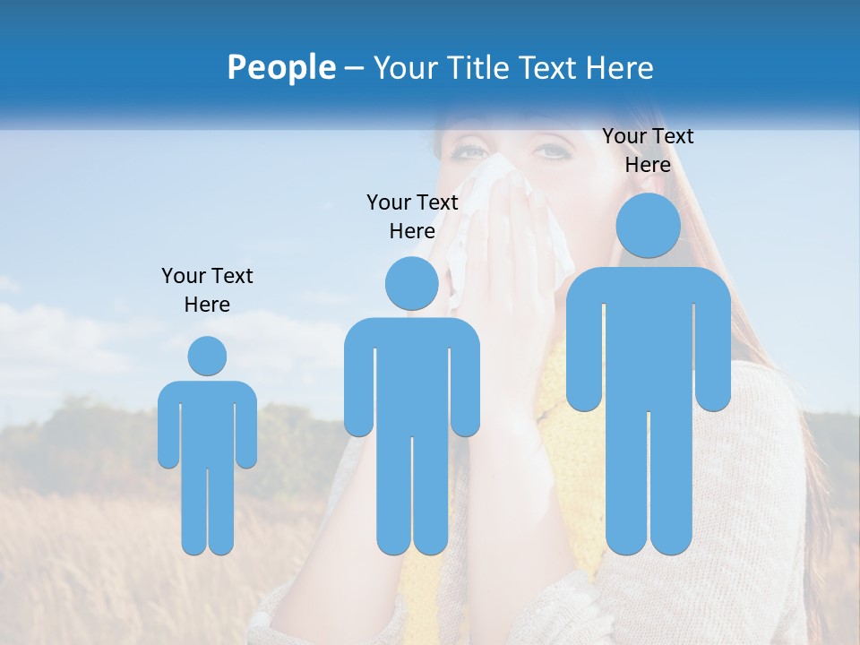 A Woman Blowing Her Nose In A Field PowerPoint Template