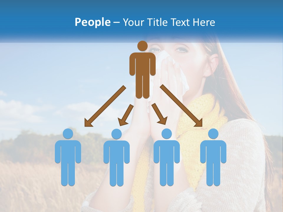 A Woman Blowing Her Nose In A Field PowerPoint Template