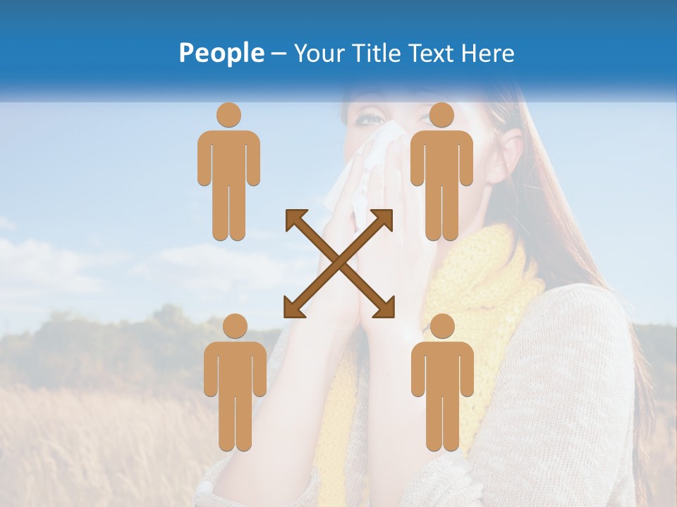 A Woman Blowing Her Nose In A Field PowerPoint Template